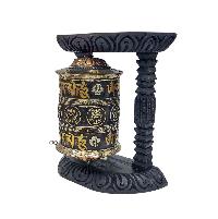 Buddhist Handmade Wall Prayer Wheel With Mantra Inside, [ashtamangala], [omph], Wall Mountable