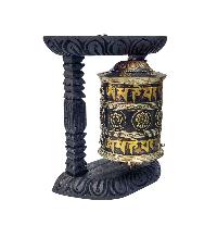 Buddhist Handmade Wall Prayer Wheel With Mantra Inside, [ashtamangala], [omph], Wall Mountable