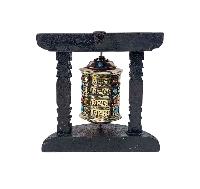 Buddhist Handmade Wall Prayer Wheel With Mantra Inside, [stone Setting], [omph], Wall Mountable