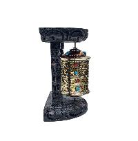 Buddhist Handmade Wall Prayer Wheel With Mantra Inside, [stone Setting], [omph], Wall Mountable