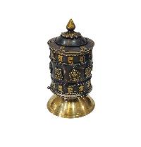 Buddhist Handmade Prayer Wheel With Mantra Inside, [ashtamangala], [omph], Table Top