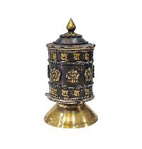 Buddhist Handmade Prayer Wheel With Mantra Inside, [ashtamangala], [omph], Table Top