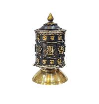 Buddhist Handmade Prayer Wheel With Mantra Inside, [ashtamangala], [omph], Table Top