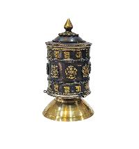 Buddhist Handmade Prayer Wheel With Mantra Inside, [ashtamangala], [omph], Table Top