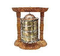 Buddhist Handmade Wall Prayer Wheel With Mantra Inside [omph], Wall Mountable