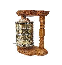 Buddhist Handmade Wall Prayer Wheel With Mantra Inside [omph], Wall Mountable