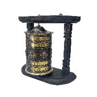 Buddhist Handmade Wall Prayer Wheel With Mantra Inside, [stone Setting], [omph], Wall Mountable