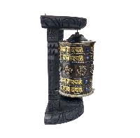 Buddhist Handmade Wall Prayer Wheel With Mantra Inside, [stone Setting], [omph], Wall Mountable