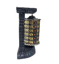Buddhist Handmade Wall Prayer Wheel With Mantra Inside, [stone Setting], [omph], Wall Mountable