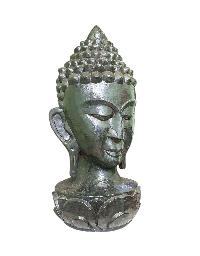 {buddha Head], Handmade Wooden Mask, Wall Hanging, Painted, Poplar Wood