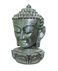 [buddha Head], Handmade Wooden Mask, Wall Hanging, Painted, Poplar Wood