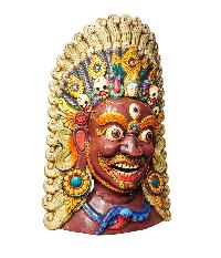 [bhairab], Handmade Wooden Mask, Wall Hanging, [thangka Color Finishing], Poplar Wood