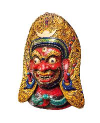 [bhairab], Handmade Wooden Mask, Wall Hanging, [thangka Color Finishing], Poplar Wood
