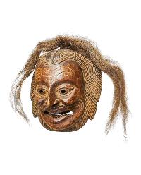 [tribal Mask], Handmade Wooden Mask, Wall Hanging, [thangka Color Finishing], Poplar Wood
