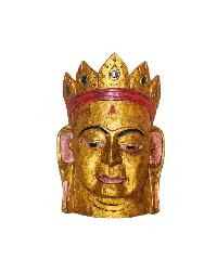 [padmasambhava], Handmade Wooden Mask, Wall Hanging, [thangka Color Finishing], Poplar Wood