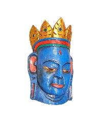 [padmasambhava], Handmade Wooden Mask, Wall Hanging, [thangka Color Finishing], Poplar Wood