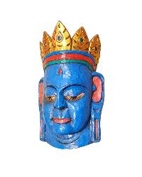 [padmasambhava], Handmade Wooden Mask, Wall Hanging, [thangka Color Finishing], Poplar Wood