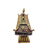 [incense Burner], Buddhist Ritual Item, [full Gold Plated], [stone Setting]