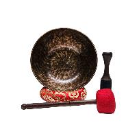 [full Moon Bowl], Moon Carved, Buddhist Hand Beaten, Antique Finishing, [select Accessories]