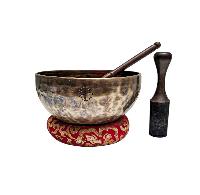 [full Moon Bowl], Moon Carved, Buddhist Hand Beaten, Antique Finishing, [select Accessories]
