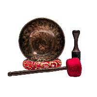 [full Moon Bowl], Moon Carved, Buddhist Hand Beaten, Antique Finishing, [select Accessories]