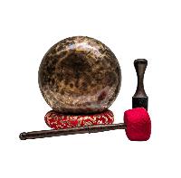 [full Moon Bowl], Moon Carved, Buddhist Hand Beaten, Antique Finishing, [select Accessories]