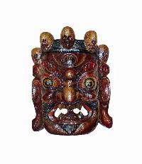 [bhairav], Handmade Wooden Mask, Wall Hanging, [thangka Color Finishing], Poplar Wood