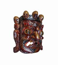 [bhairav], Handmade Wooden Mask, Wall Hanging, [thangka Color Finishing], Poplar Wood
