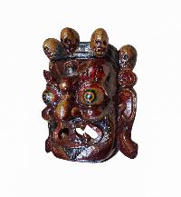 [bhairav], Handmade Wooden Mask, Wall Hanging, [thangka Color Finishing], Poplar Wood