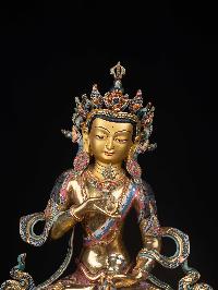 [vajrasattva] With Double Base, Buddhist Handmade Statue, [full Gold Plated], [thangka Color Finishing], [face Paint], 236