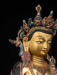 [vajrasattva] With Double Base, Buddhist Handmade Statue, [full Gold Plated], [thangka Color Finishing], [face Paint], 236