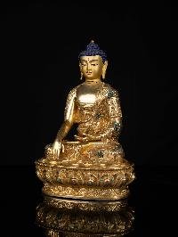 [shakyamuni Buddha], Buddhist Handmade Statue, [full Gold Plated], [stone Setting], [face Paint], 249