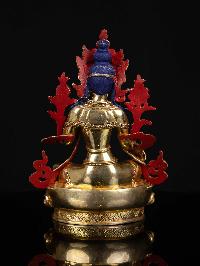 [green Tara], Buddhist Statue, [full Gold Plated], [stone Setting], [face Painted]