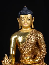 [medicine Buddha], Buddhist Statue, [full Gold Plated], [face Painted]