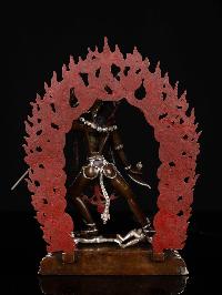 [vajrayogini], Buddhist Statue, [silver And Chocolate Oxidized], [face Painted]