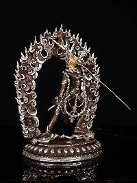 [vajrayogini], Buddhist Statue, [silver And Chocolate Oxidized], [face Painted]
