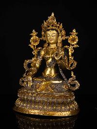 [white Tara], Buddhist Statue, [full Gold Plated], [face Painted]