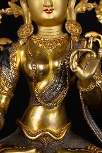[white Tara], Buddhist Statue, [full Gold Plated], [face Painted]