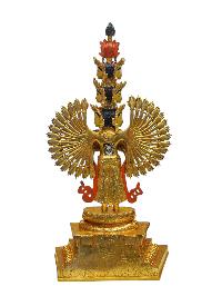 [1000] Thousand Arms [sahasrabhuja Avalokitesvara], Buddhist Handmade Statue, [full Gold Plated], [stone Setting], [face Painted]
