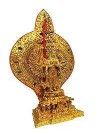 [1000] Thousand Arms [sahasrabhuja Avalokitesvara], Buddhist Handmade Statue, [full Gold Plated], [stone Setting], [face Painted]