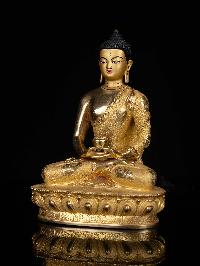[amitabha Buddha], Buddhist Statue, [full Gold Plated], [face Painted]