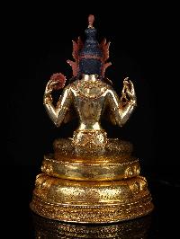 [chenrezig], Buddhist Statue, [full Gold Plated], [stone Setting], [face Painted]