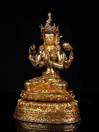 [chenrezig], Buddhist Statue, [full Gold Plated], [stone Setting], [face Painted]
