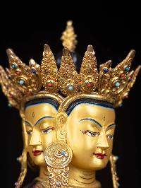 [vairochana Buddha], Buddhist Statue, [partly Gold Plated], [face Painted]