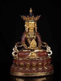 [vairochana Buddha], Buddhist Statue, [partly Gold Plated], [face Painted]