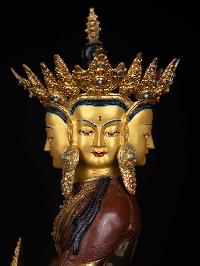 [vairochana Buddha], Buddhist Statue, [partly Gold Plated], [face Painted]