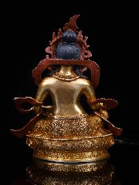 [yellow Jambhala], Buddhist Statue, [full Gold Plated], [stone Setting], [face Painted]