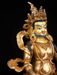 [yellow Jambhala], Buddhist Statue, [full Gold Plated], [stone Setting], [face Painted]