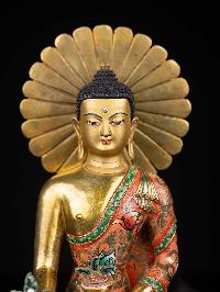 [medicine Buddha], Buddhist Statue, [thangka Color Finishing], [face Painted]