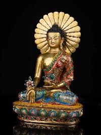 [medicine Buddha], Buddhist Statue, [thangka Color Finishing], [face Painted]